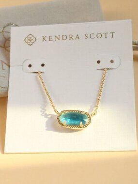 NEW Kendra Scott Elisa Gold Aqua Kyocera Opal Necklace